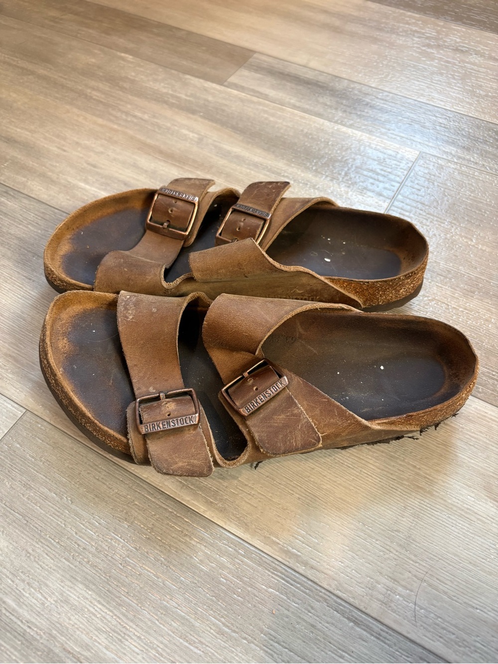 Birkenstock Brown Two-Strap Leather Sandals - Picture 4 of 5